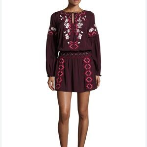 Maeve Embroidered Blouson Dress, Plumwine